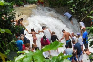 Blue Hole and Dunn's River Falls from Montego Bay - Stop 2: Dunn’s River Falls climb over 180 feet (and getting help on the way)