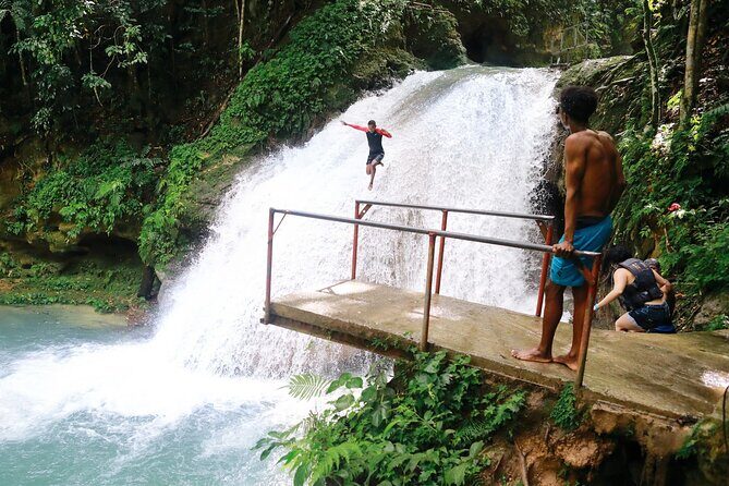 Dunn's River Park & Blue Hole Waterfall Combo from Montego Bay - Zip Line Over the Falls: Extra Fun If You Want More Adrenaline