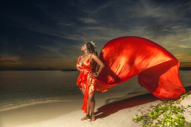 Jamaica Flying Dress Photoshoots - Your 1-Hour Flying Dress Session at Doctors Cave Beach